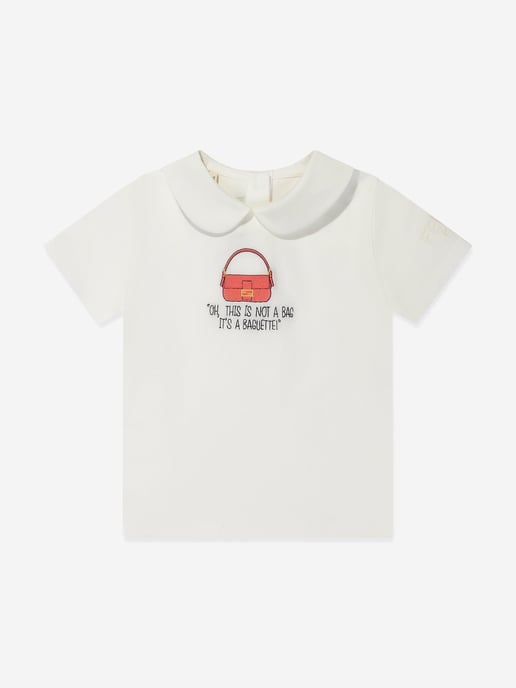 Fendi Baby Girls Bag Print T-Shirt in Ivory