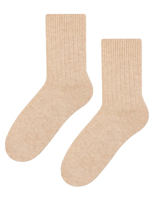 Womens Wool Dress Socks | Steven | Calcetines calientes transpirables para señoras -Beige - Image 1