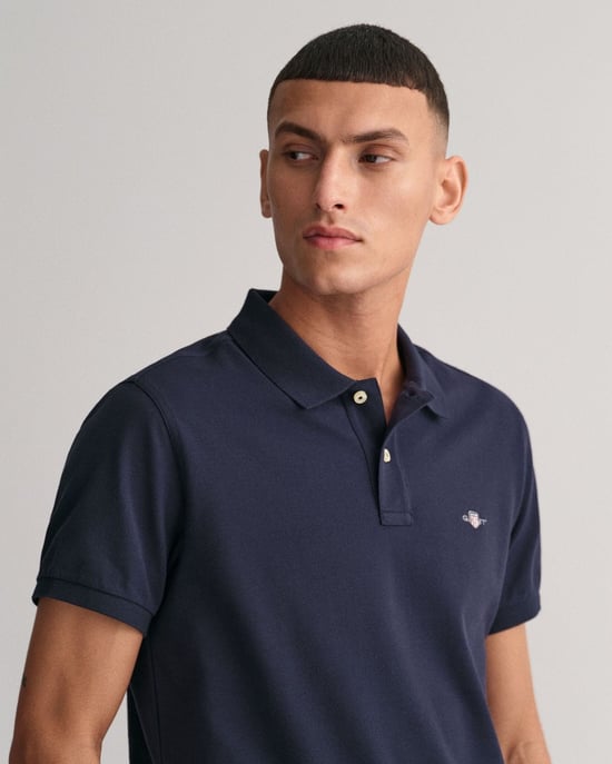 GANT Mens Slim Fit Short Sleeve Shield Logo Pique Polo - Image 3
