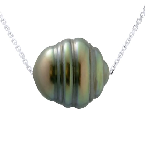 Necklace Real Cultured Tahiti Pearl PASSING THROUGH Circled 10-11 mm