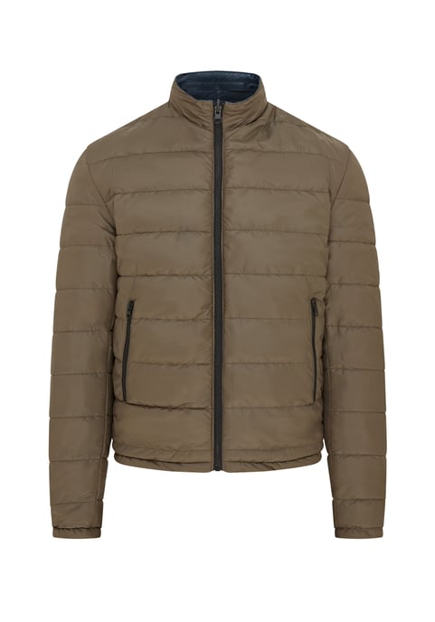 Mens Blue Reversible Bomber Leather Jacket - Raufoss
