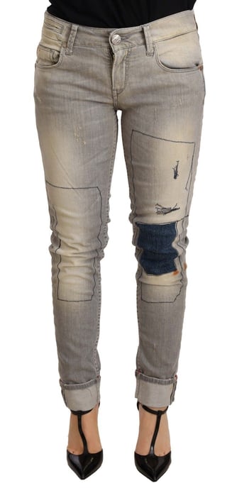 Jeans de denim gris de algodón ajustados Acht - Image 1