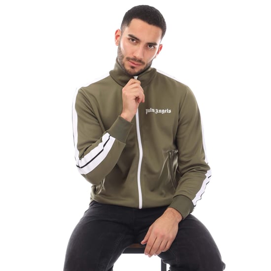 Men's Palm Angels Classic Track Jacket in Green White