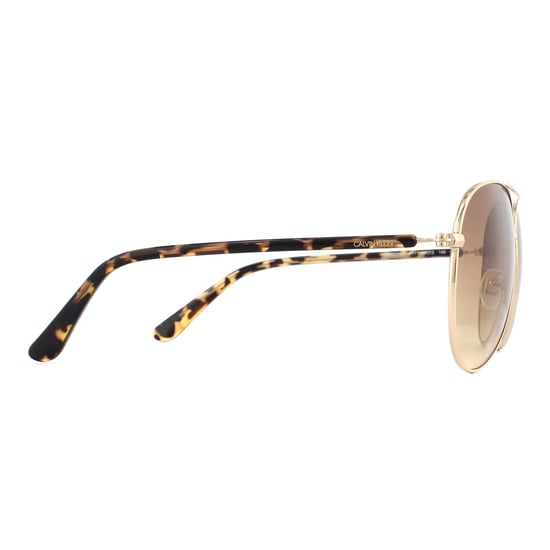 Calvin Klein Aviator Mens Gold Tortoise Brown Gradient Sunglasses