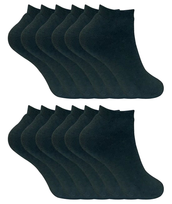 Calcetines de invierno de corte bajo | 12 pares multipack | Calcetines tobilleros gruesos para mujer - Negro - Image 1