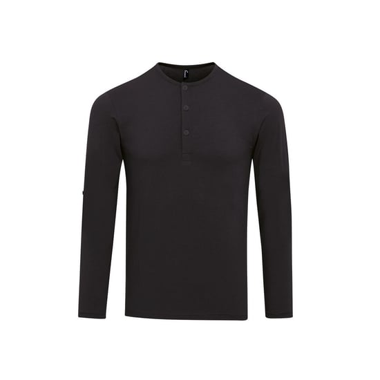 Premier Mens Long John Roll Sleeve T-Shirt (Black) - Image 1