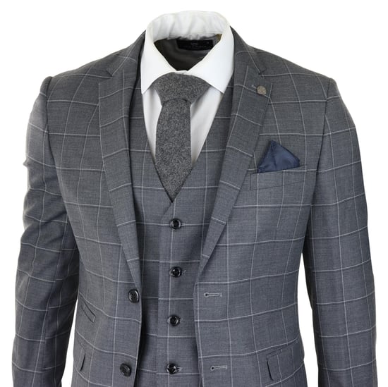 Traje gris de 3 piezas para hombre, estilo vintage, retro, elegante, para boda, clásico, corte a medida - Image 3