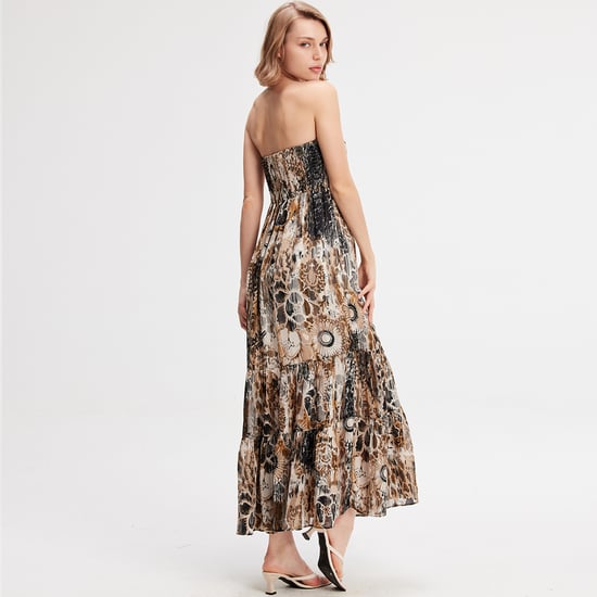 Bustier chiffon maxi dress with abstract floral print - Image 3