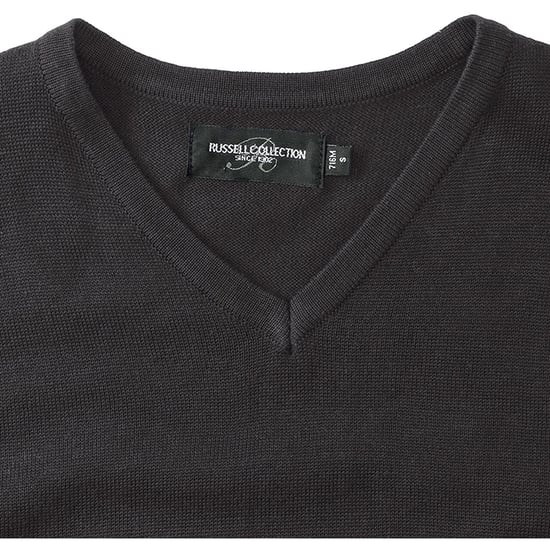 Russell Collection Mens V-Neck Sleevless Knitted Pullover Top / Jumper (Charcoal Marl) - Image 3