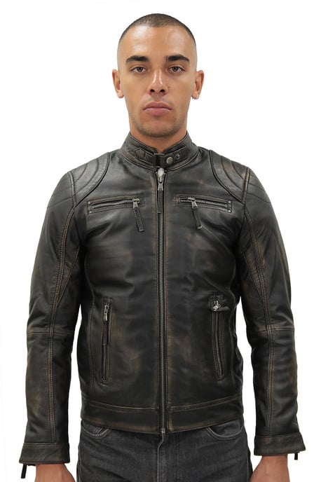 Mens Moto Leather Biker Jacket-Taiwan