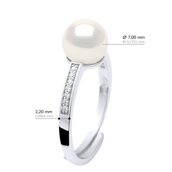 Ring Jewelry - Real Cultured Freshwater Pearl Round 7-8 mm - Image 2