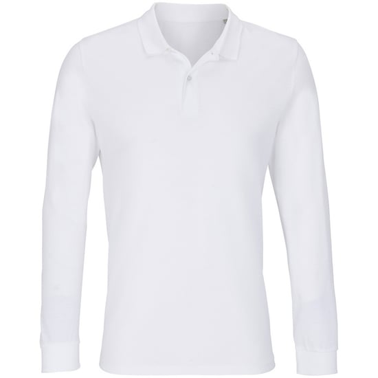 SOLS Unisex Adult Planet Piqué Long-Sleeved Polo Shirt (White) - Image 1