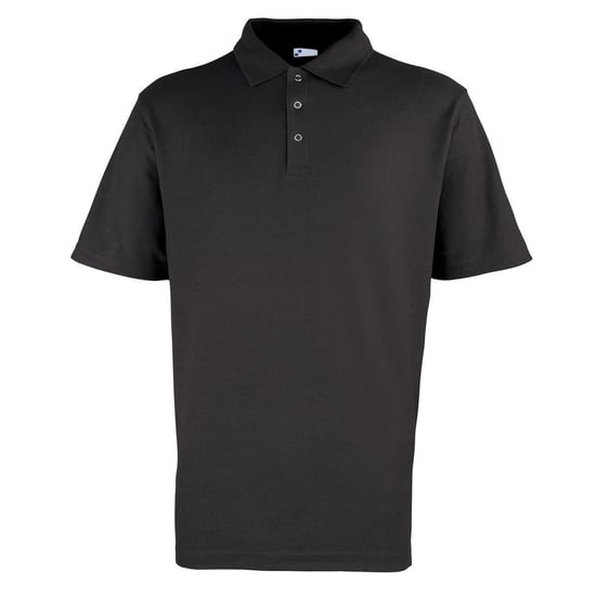 Premier Mens Pique Stud Front Polo Shirt (Black) - Image 1