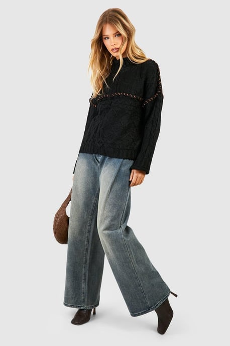 Chunky Contrast Stitch Jumper - Image 3