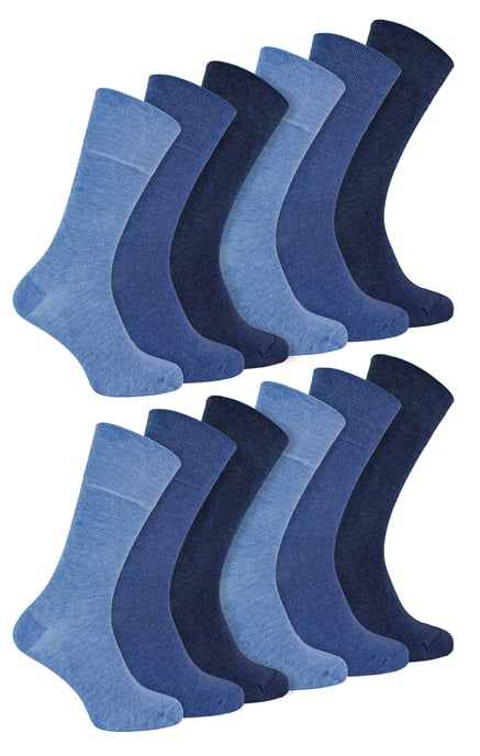 IOMI - Paquete múltiple de 12 pares de calcetines diabéticos de bambú para hombre, sin costuras y no elásticos - Azul marino - Image 1