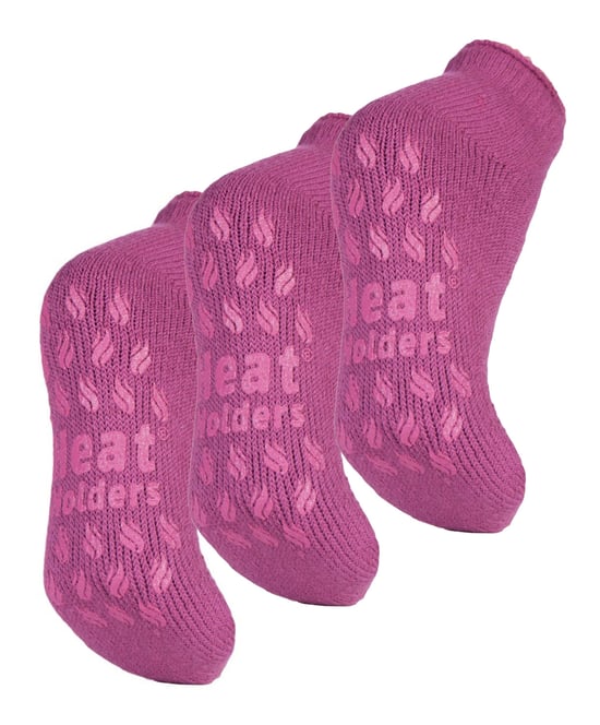 Calcetines Tobilleros con Pinzas - 3 Pares Multipack Ladies Ankle Slipper Socks with Grippers - Mid Pink - Image 1