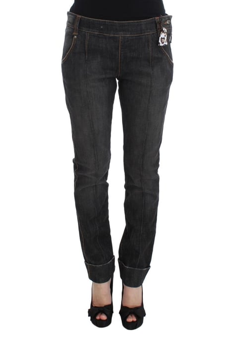 Jeans de mezclilla ajustados de algodón gris para mujer Ermanno Scervino - Image 1