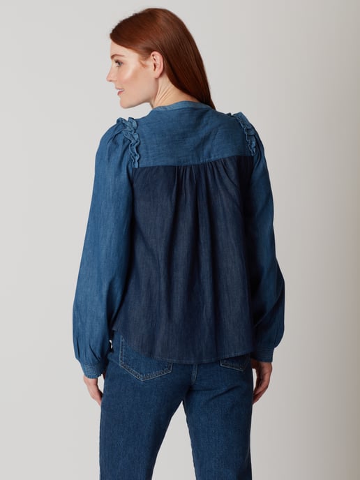 Kay Mixed Organic Cotton Chambray Blouse