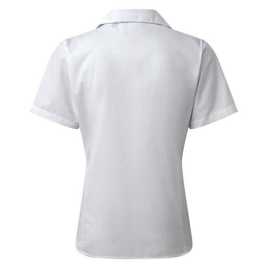 Premier Short Sleeve Poplin Blouse / Plain Work Shirt (White) - Image 2