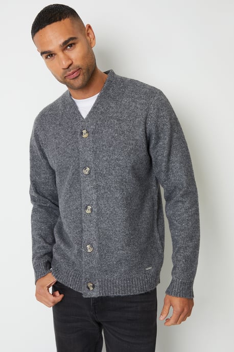 Charcoal Knitted Button Up Cardigan