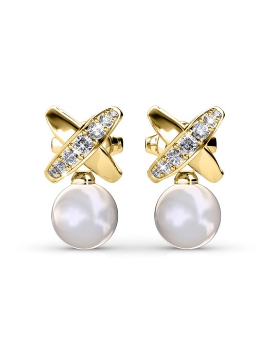 Pendientes Chris Pearl - Oro y Cristal - Image 3