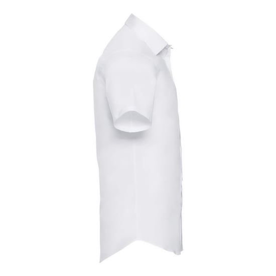 Russell Collection Mens Easy-Care Fitted Short-Sleeved Shirt (White) - Image 3