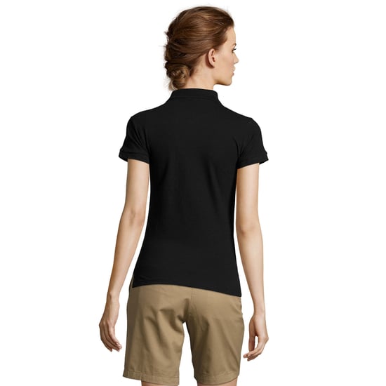 SOLS Womens/Ladies People Pique Short Sleeve Cotton Polo Shirt (Black) - Image 2