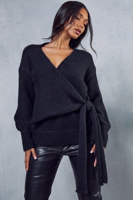Oversized Fluffy Knit Tie Detail Cardigan