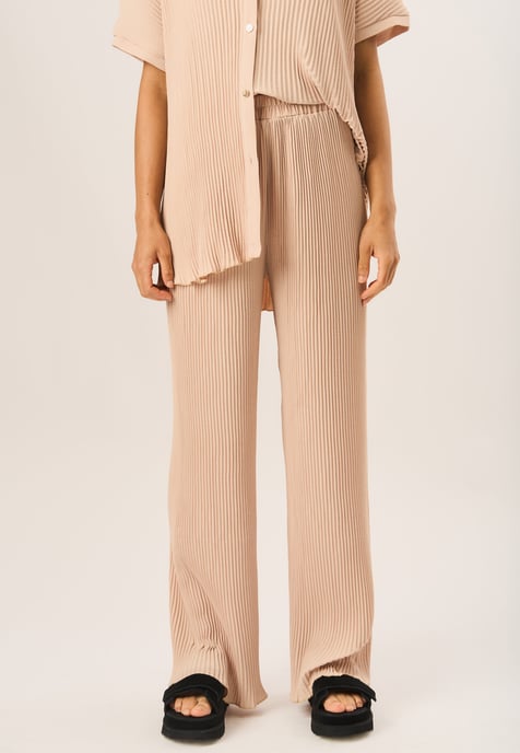 Plisse Loungewear Wide Leg Trousers