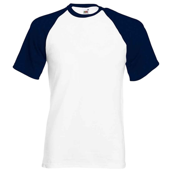 Fruit of the Loom Unisex Adult Contrast Panel Baseball T-Shirt (White/Deep Navy) - Image 1