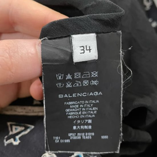 Balenciaga V-neck Printed Top in Black Silk - Image 4