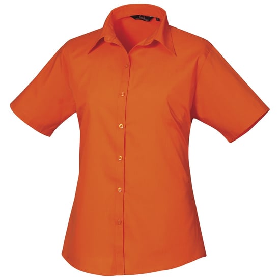 Premier Short Sleeve Poplin Blouse / Plain Work Shirt (Orange) - Image 1