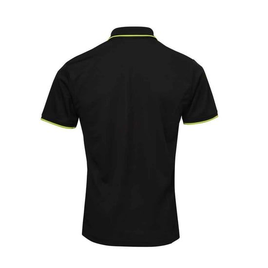 Premier Mens Coolchecker Contrast Pique Polo Shirt (Black/Lime Green) - Image 2