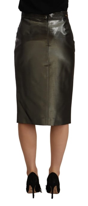 Falda midi lápiz de cintura alta metálica gris para mujer GF Ferre - Image 3