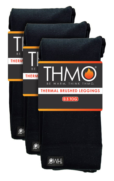 3 Pair Multipack Womens Winter Leggings | THMO | Warm Thermal Footless Tights in Black - Negro - Image 2