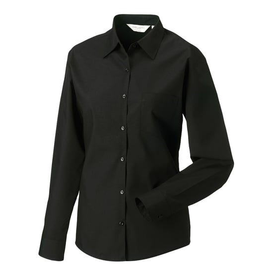 Russell Collection Womens/Ladies Poplin Easy-Care Long-Sleeved Formal Shirt (Black) - Image 2