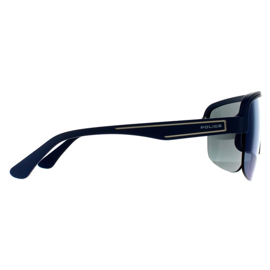 Police Semi Rimless Mens Matte Midnight Blue Mirrored Sunglasses