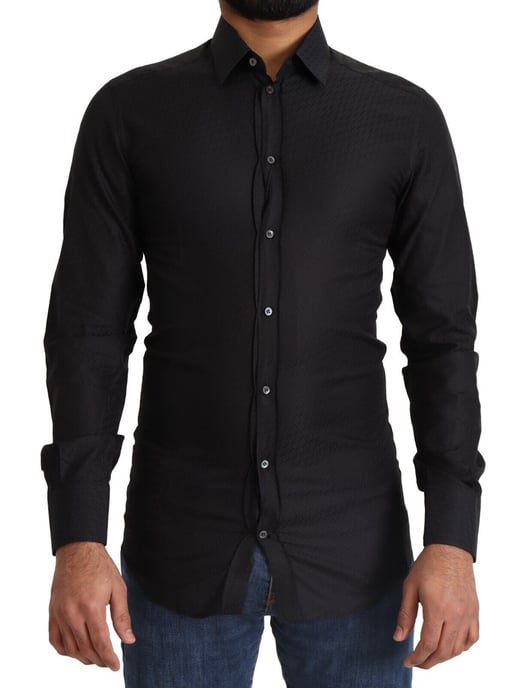 Camisa Formal Slim de Algodón Negro GOLD de Dolce & Gabbana para Hombre - Image 1