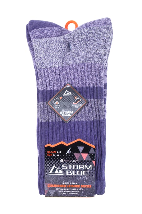 3 Pares de Calcetines de Senderismo de Algodón Anti Ampollas para Mujer con Suela Acolchada - Image 2