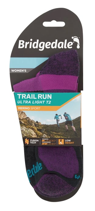 Bridgedale - Womens Sport Ultralight Merino Low Socks - Carbón / Morado - Image 2