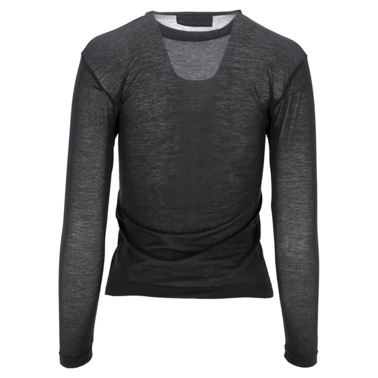 Balenciaga Fitted Crewneck Long Sleeve Top in Grey Cotton - Image 3
