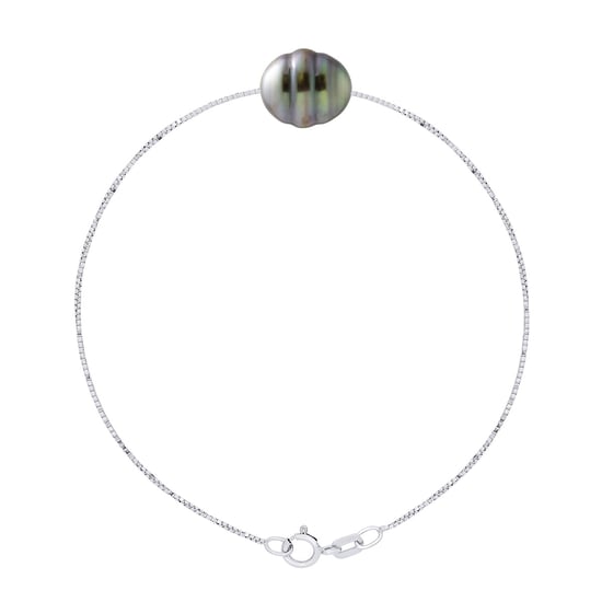 Bracelet Love Links Link Venetian of Silver 925 adorned with a Real Cultured Tahiti Pearl Circled 10-11 mm