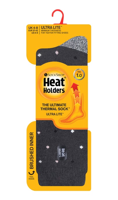 Heat Holders - Calcetines térmicos de mujer Ultra Lite con diseño de hilo interior cepillado - Charcoal Spots (Berry) - Image 2