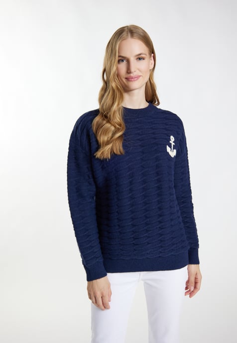 Dreimaster Knitted pullover women marine - Image 3
