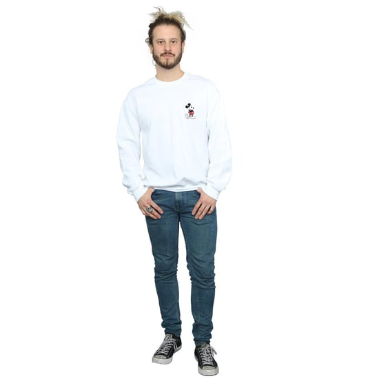 Disney Mens Mickey Mouse Kickin Retro Chest Sweatshirt (White) - Image 4