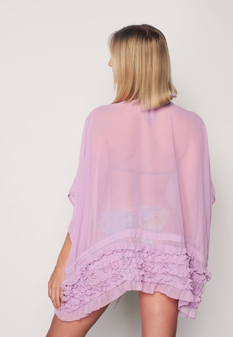 Frill Detailed Kimono - Rose - Image 4