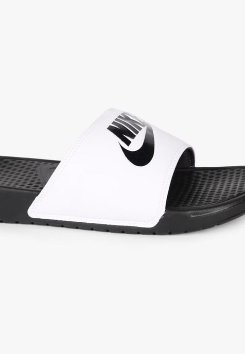 Nike Benassi Slip On Sliders in White/Black