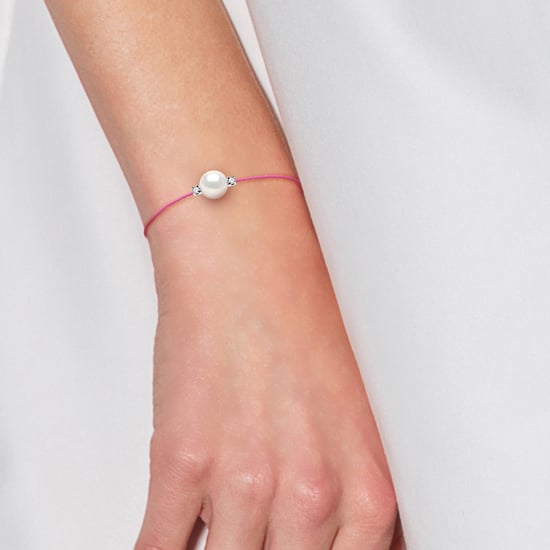 DIADEMA - Bracelet - Pink Nylon - Freshwater Pearl - Diamonds