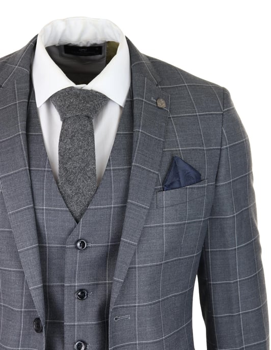 Traje gris de 3 piezas para hombre, estilo vintage, retro, elegante, para boda, clásico, corte a medida - Image 5