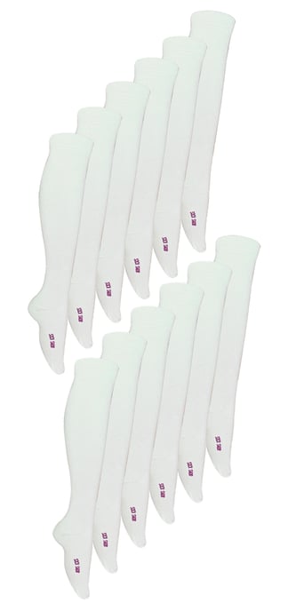 Paquete múltiple de 12 pares de calcetines de bambú hasta la rodilla para niños | Snob de calcetines | Calcetines escolares largos multicolores suaves y transpirables - Blanco - Image 1